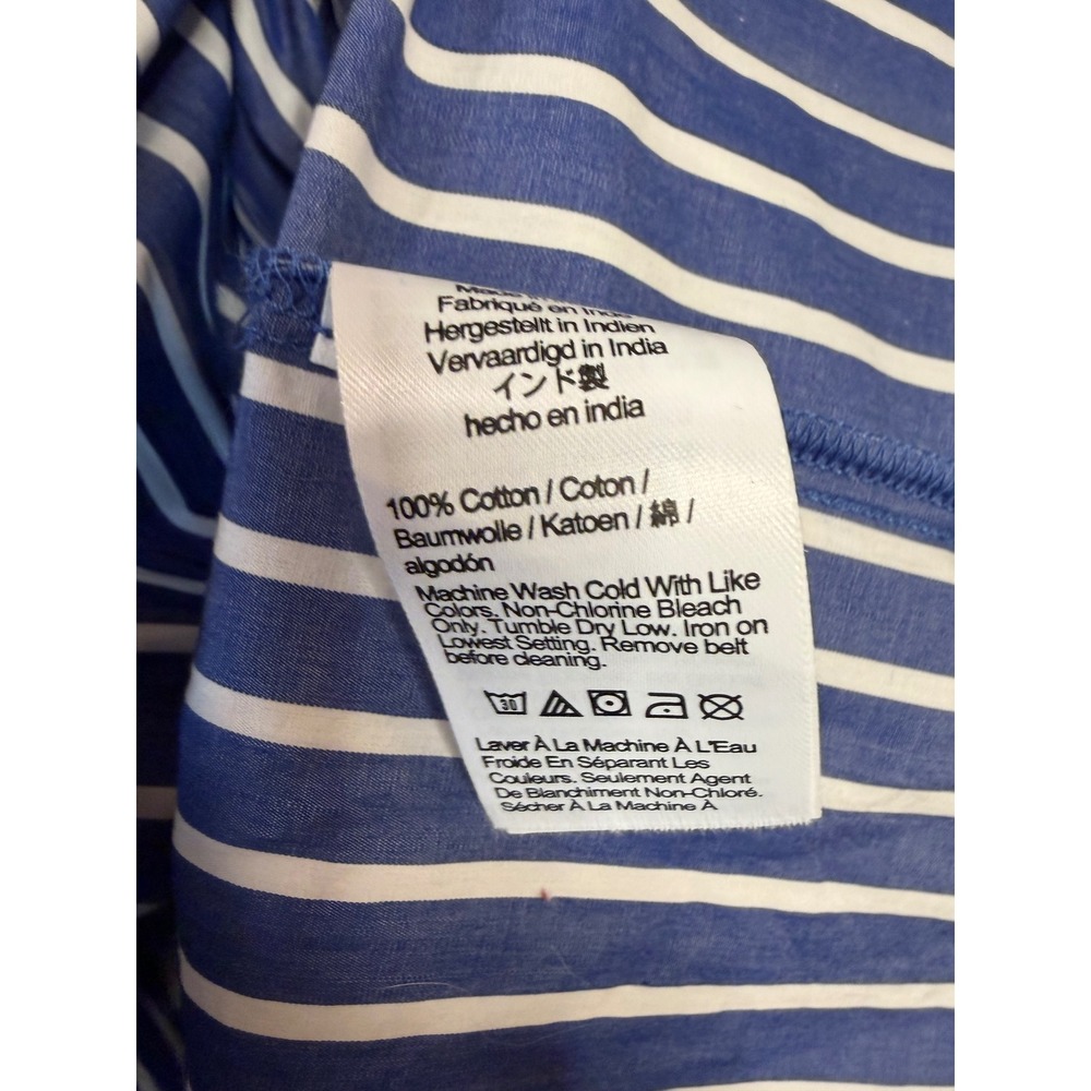 J. Crew Blue and White Striped Long Sleeve Shirt Dress - Picture 5 of 6